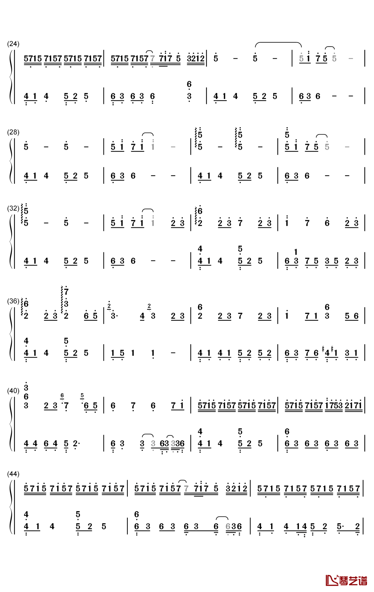 星河不可及钢琴简谱-数字双手-CMJ2