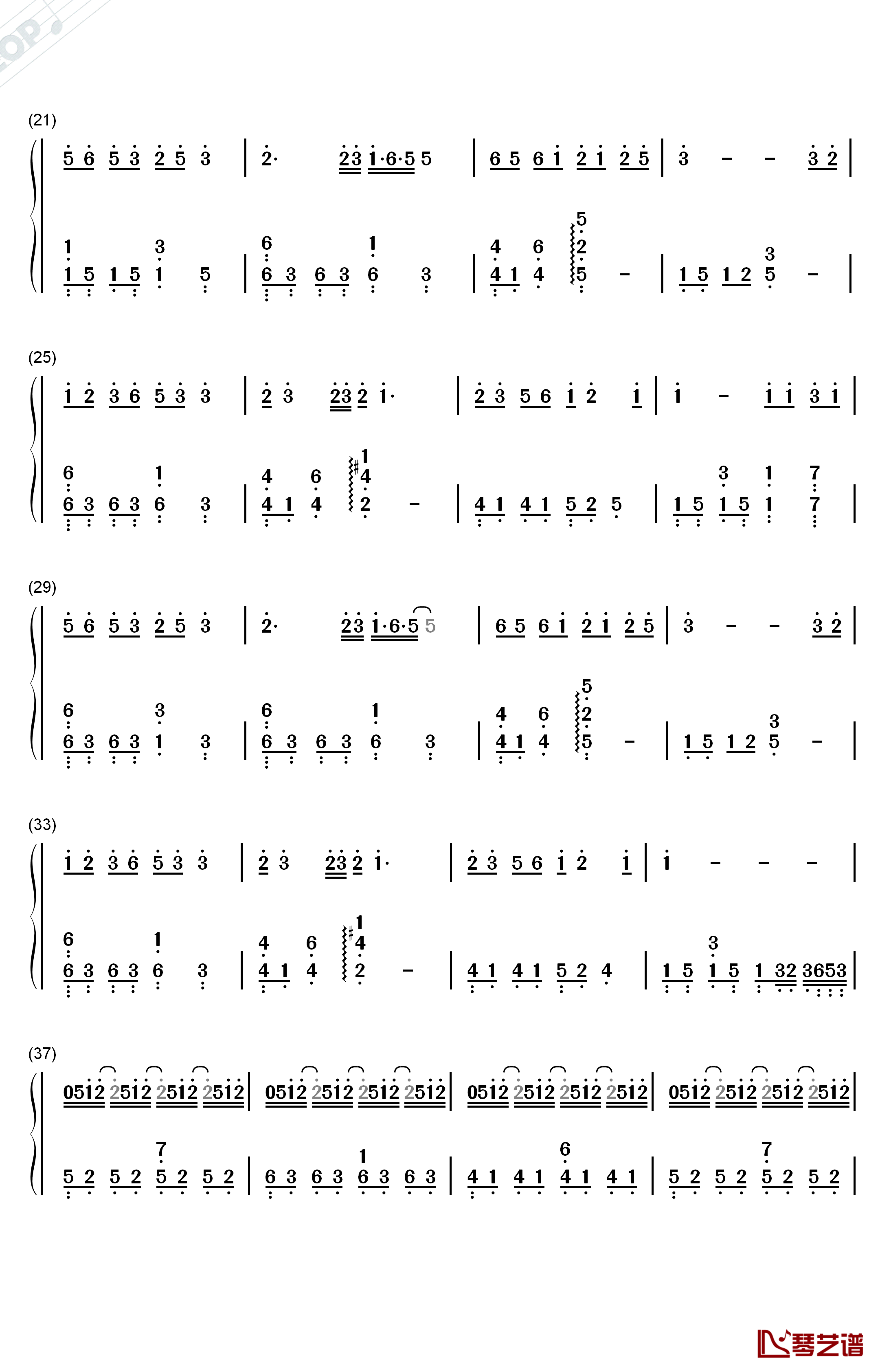 月西江钢琴简谱-数字双手-初音未来2