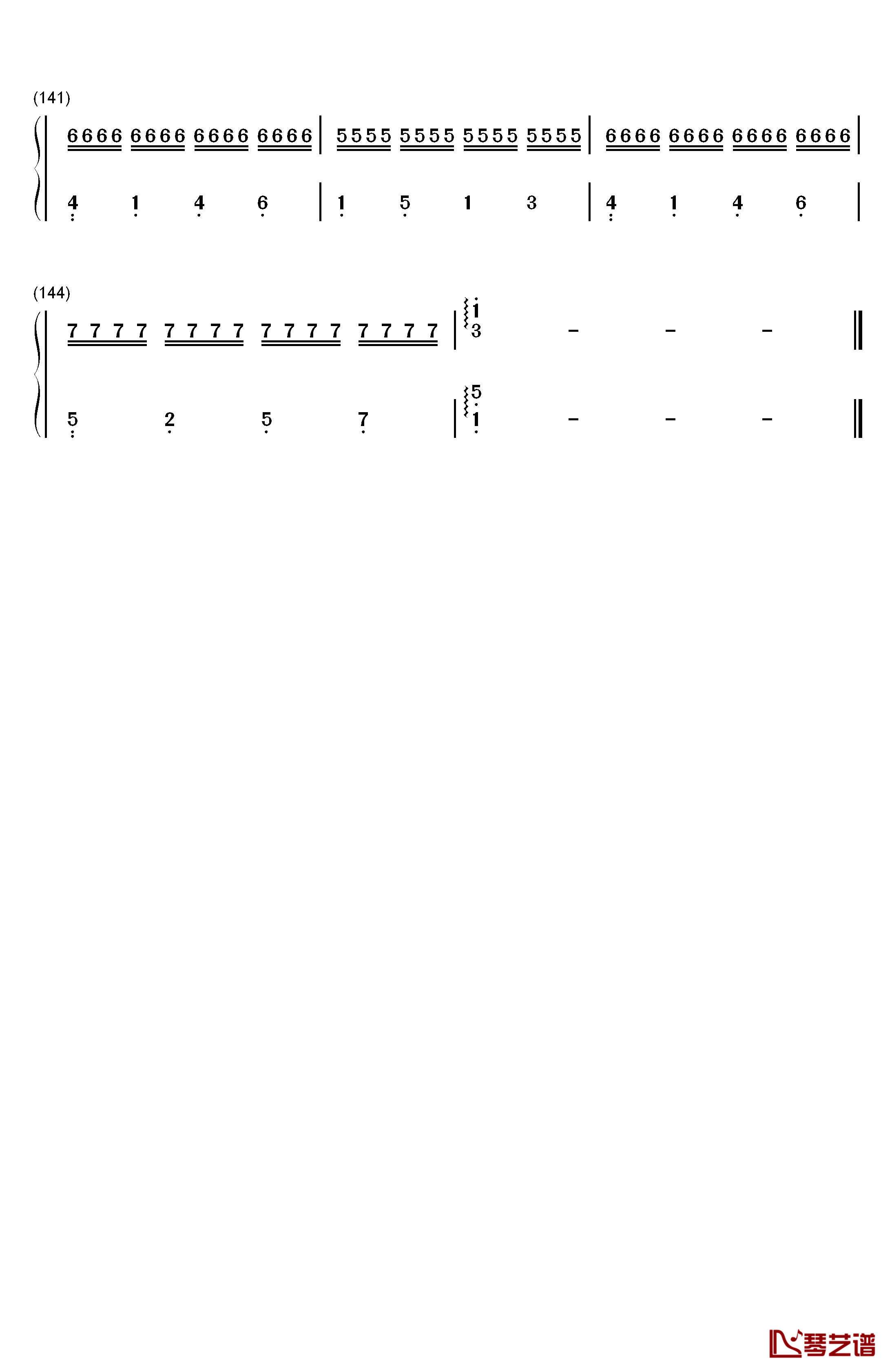 卡农C大调最简版钢琴简谱-数字双手-帕赫贝尔6