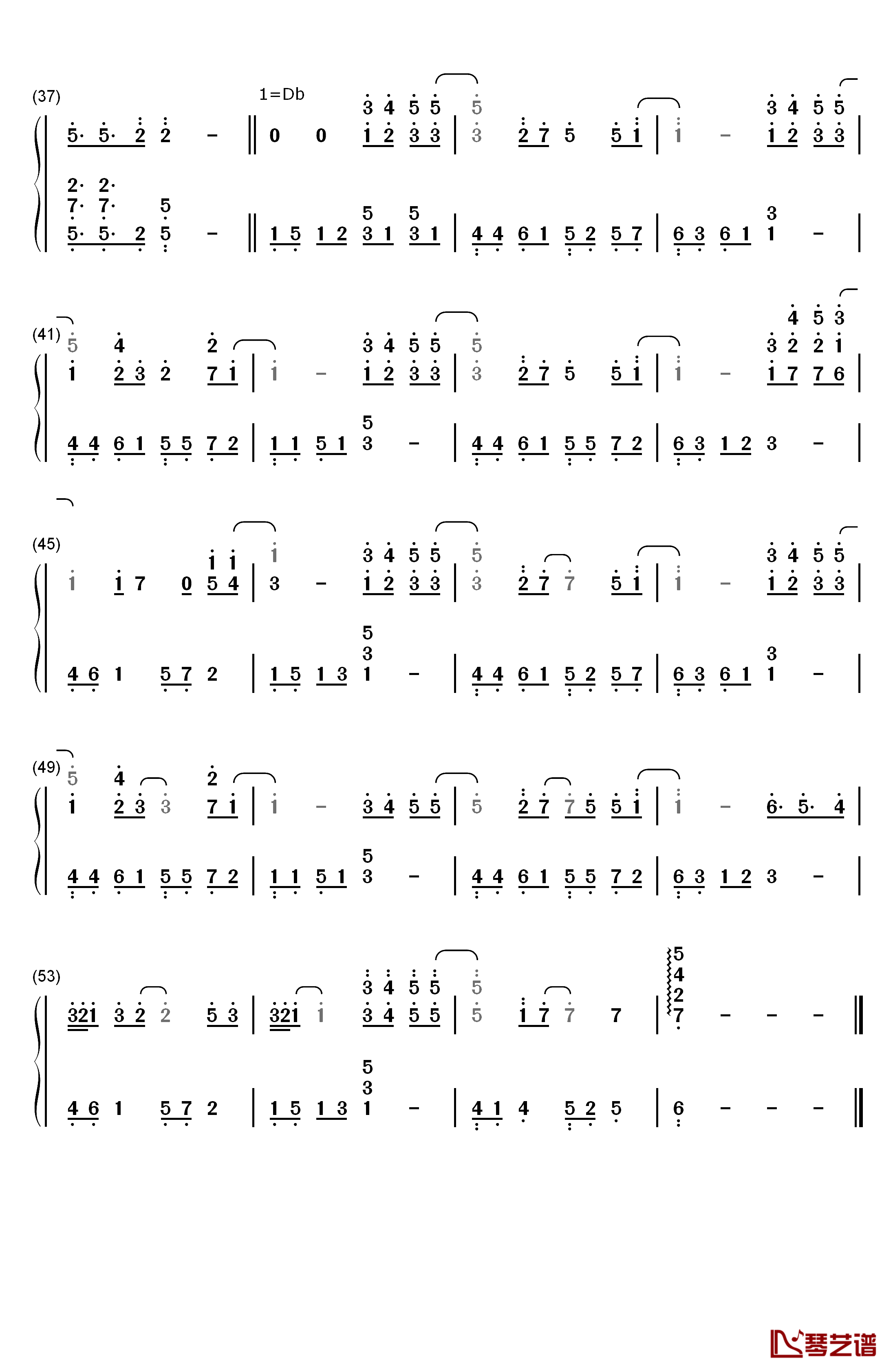 远方钢琴简谱-数字双手-S.H.E3