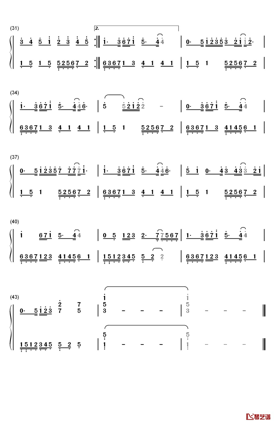 你最近还好吗简单版钢琴简谱-数字双手-S.H.E3