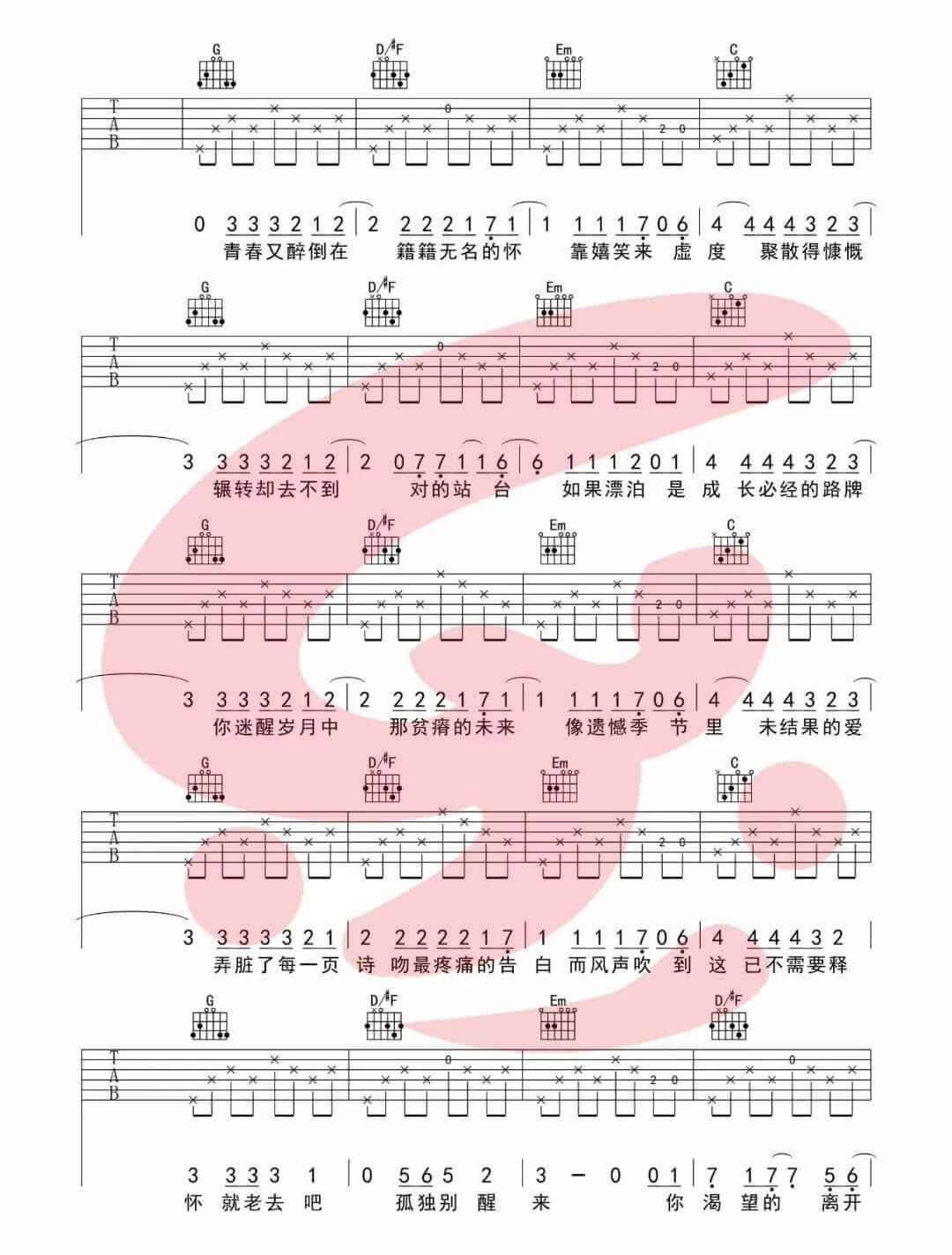 《理想三旬》吉他谱-陈鸿宇-G调简单版弹唱六线谱-高清图片谱1
